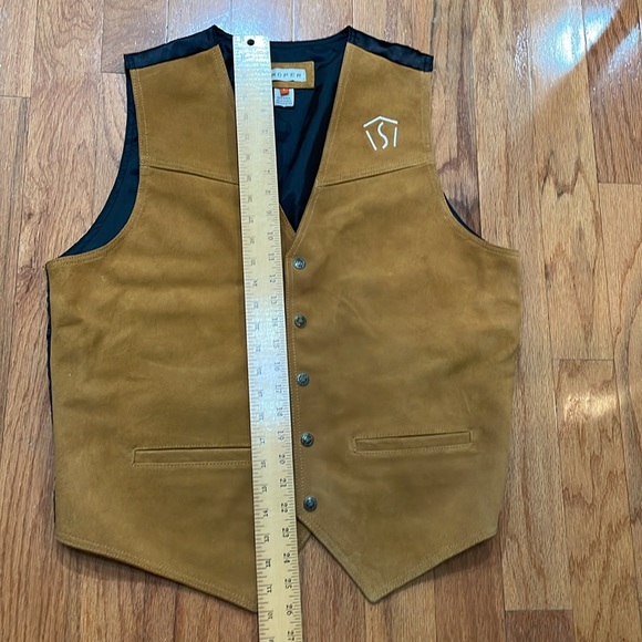 Roper Men’s Leather Vest Size Large 2Front Pockets Brown Snap Front Embroidered - Picture 7 of 13